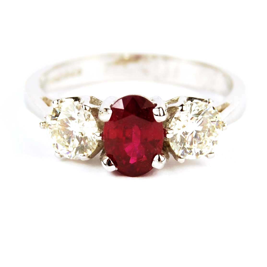 Three Stone Ruby & Diamond Ring - Mark Parkhouse Antiques & Jewellery